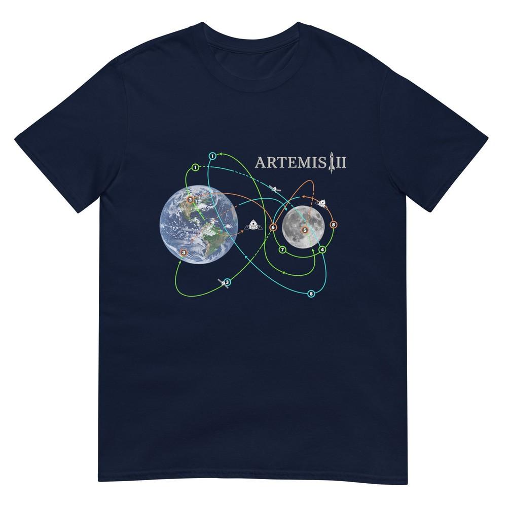 Футболка в стиле нашивки миссии Artemis II, исследование космоса, ракета