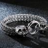 Punk Rock Men's Bracelets Skull Stainless Steel 12MM 8.7" Double Franco Link Curb Chain Bracelet Men Biker Skeleton Male Jewelry