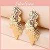 Metal Leaf Earrings With Gold Coating And Bold Design For Special Occasions
