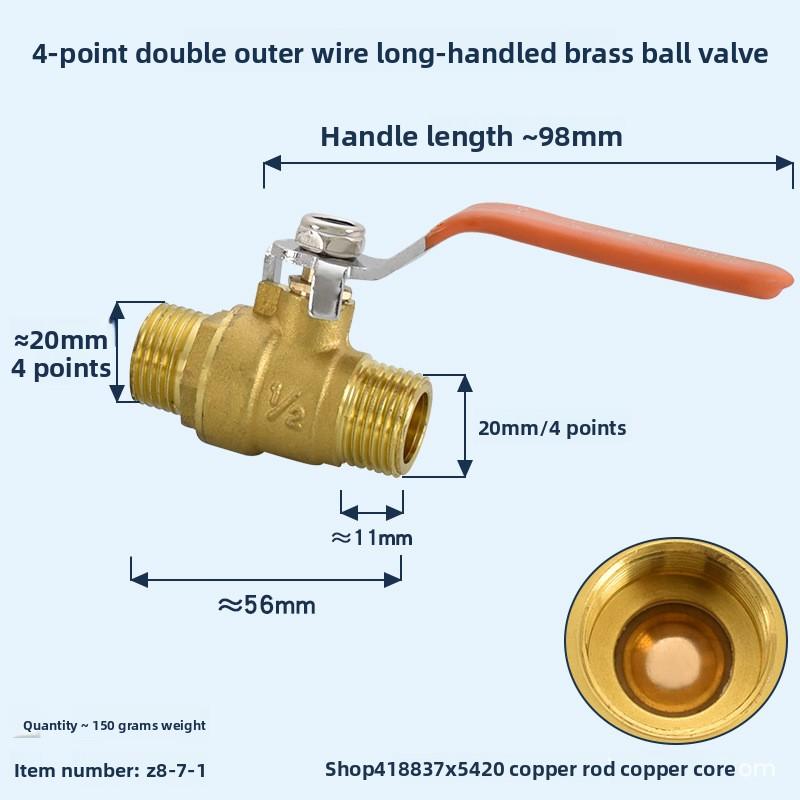 1/2 3/4 1" Brass Thread Connector Valve Water Pipe Fittings Quick Connector Ball Valve Garden Watering Irrigation Copper Coupler
