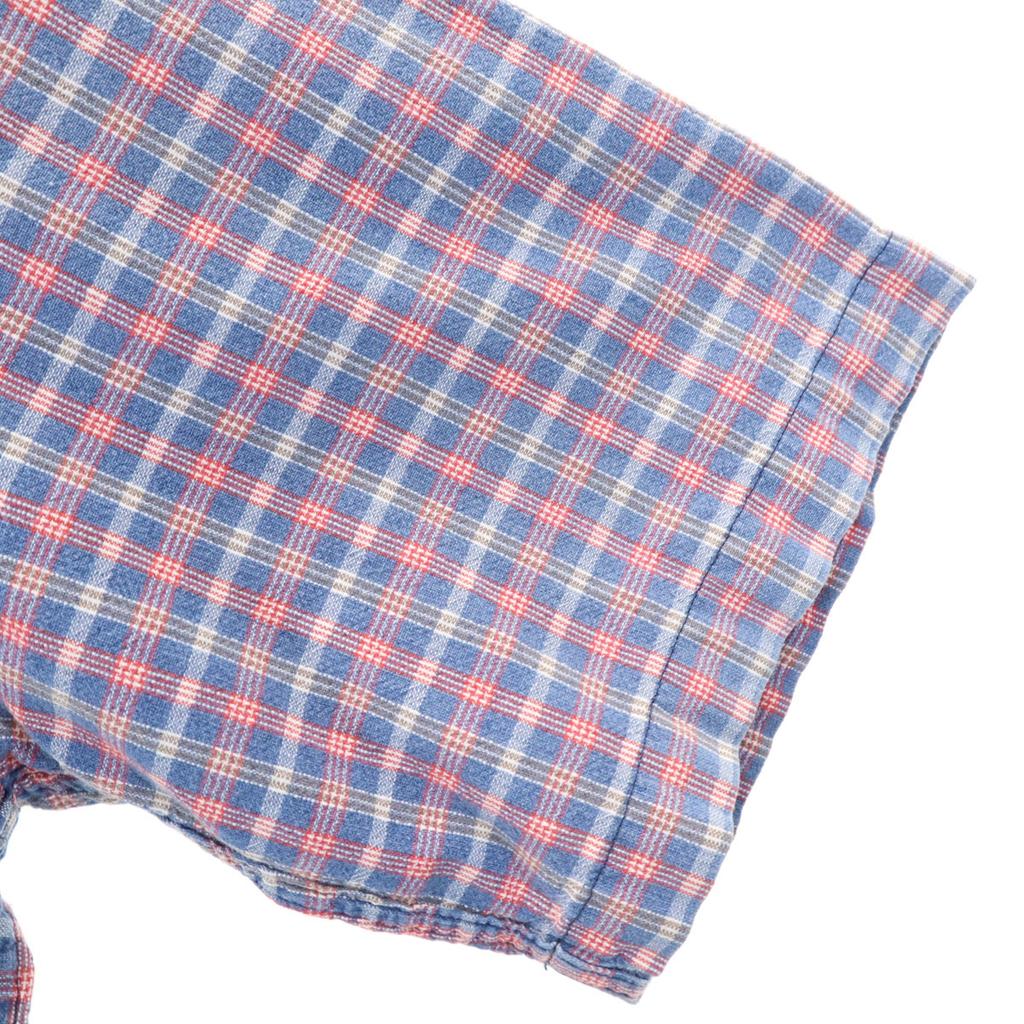 Reyn spooner 90-е годы Старые бирки купальников Клетчатый узор Короткий рукав на половину пуговиц Рубашка на пуговицах Мужская Подержанная