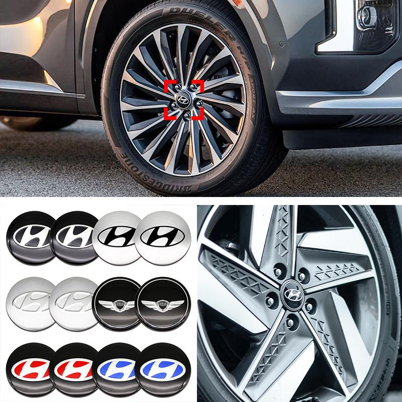 4Pcs 56mm For Hyundai Azera Elantra Tucson I10 I20 I30 I40 IX20 Car Emblem Wheel Center Hub Caps Sticker Badge Decal Accessories HH66