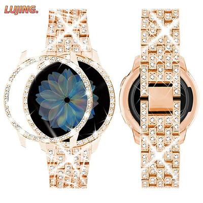 Ремешок с бриллиантами + чехол для Samsung Galaxy Watch 6/5/4, 40 мм, 44 мм, браслет, металлический ремешок, Galaxy Watch 6 Classic, 43 мм, 47 мм, защитная крышка, чехол для часов 5, чехол и ремешок