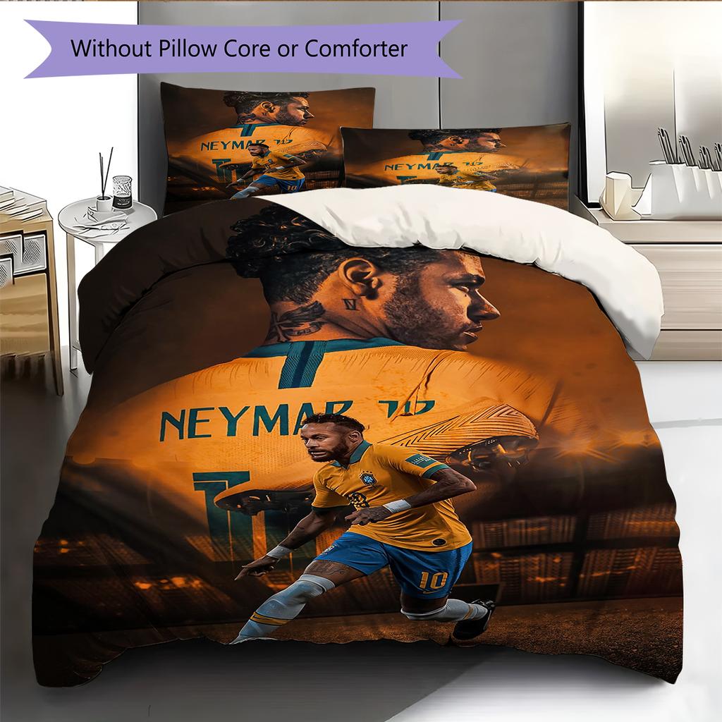 Neymar Pattern Bedding Home Decoration Birthday & Festival Gift (1 * duvet cover + 2 * pillowcase, without core)