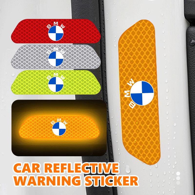 4pcs Reflective Car Door Sticker Safety Open Warning Tape Decal For BMW Performance X1 M3 M6 F01 F02 E34 E36 E60 F10 F20 X6 QS4