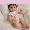 19inch Silicone Reborn Baby Doll With Striped Headband And Rabbit Print Clothing Decorationfor Collectors And Gift Givers