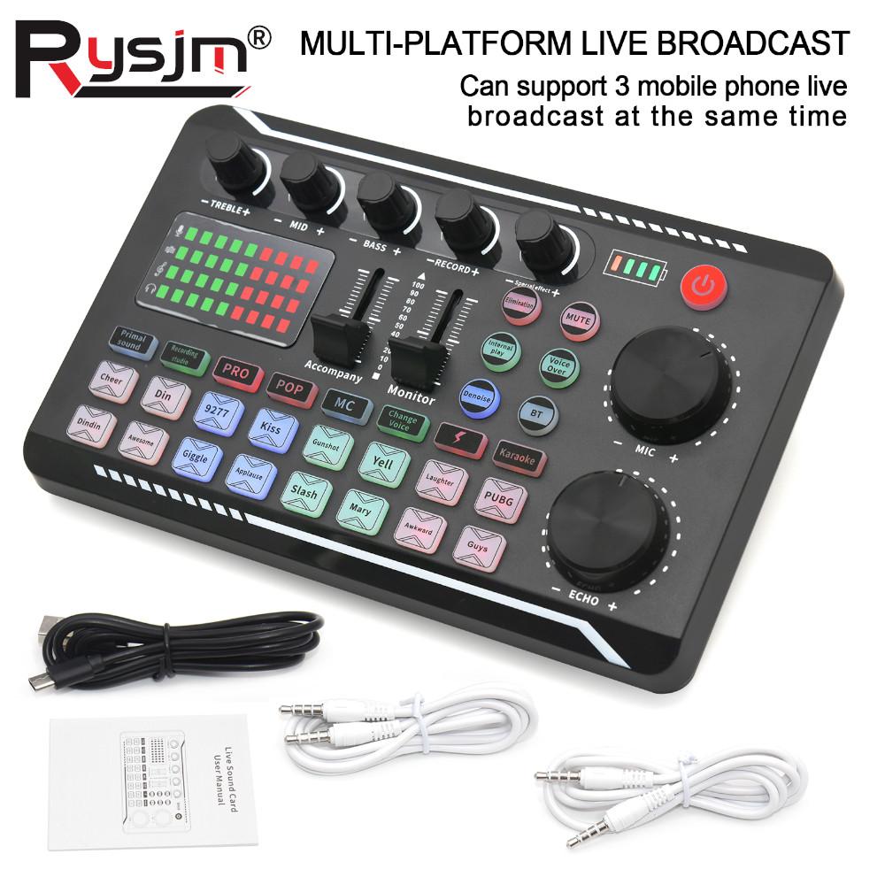 Живой подкаст DJ-оборудование Звуковая карта F998 Консоль Студийная звуковая карта Профессиональный микшер для ПК Конденсаторный USB Проводной