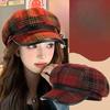 Британский стиль ретро клетчатый берет корейская осень и зима универсальная шляпа для женщин, подчеркивающая их лица, шляпа маленького художника, модная газетная шляпа