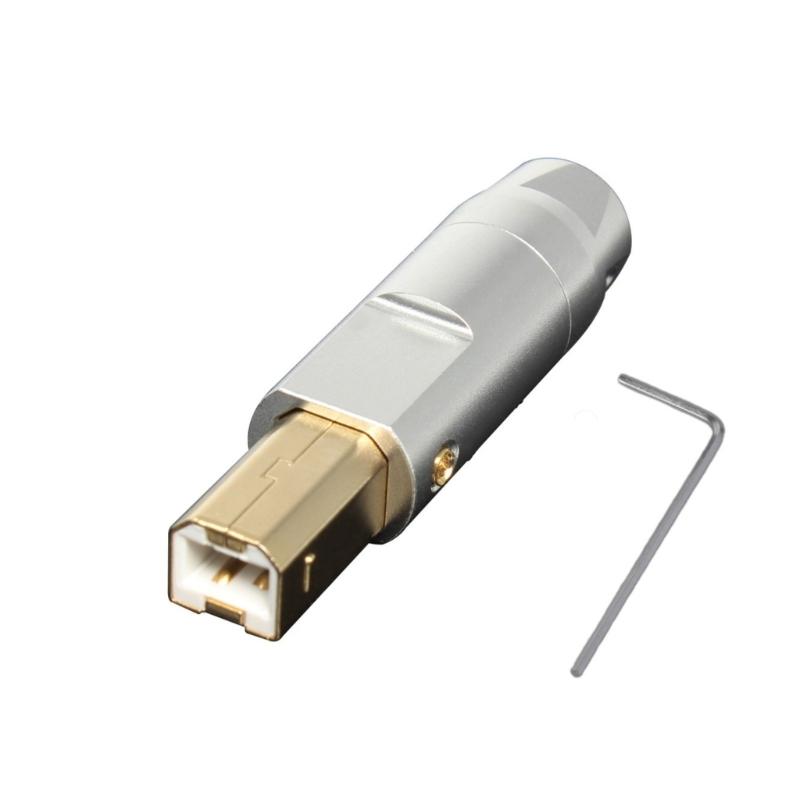 Корпус разъема USB Type-B с позолоченным разъемом из алюминиевого сплава, отверстие 6 мм для ремонта кабелей данных принтера