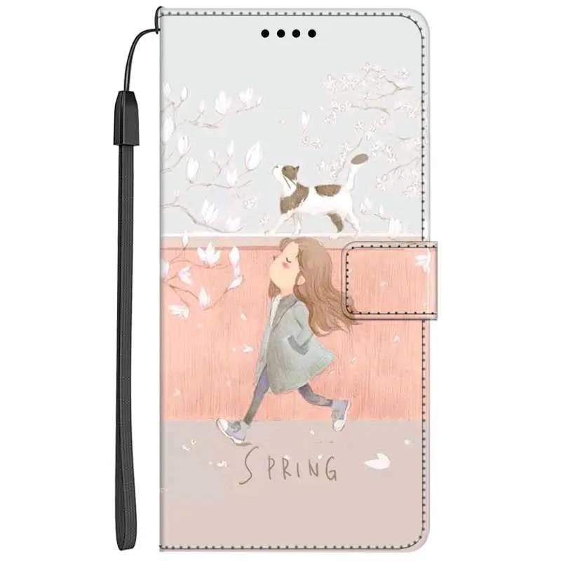 Кожаная обложка-книжка для Realme C71 4G C55 C33 C30 C35 Чехол Кошелек Флип Кот Чехол Животное ПУ Кошелек Подставка Сумка-книжка RealmeC33 4G C35