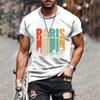 Men's T-shirt 3D Printing Paris Letter Top Fun T-shirt Fashion Casual Men's Street Wear Oversized Men's Clothing