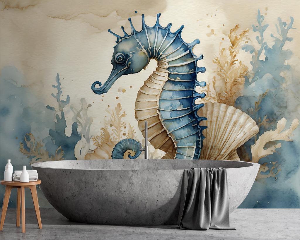 Обои Морской конёк синий