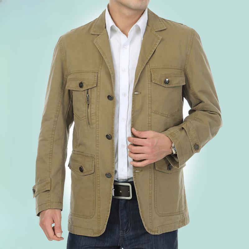Men's Pure Cotton Small Suit Men's Casual Suit Collar Loose Men's Washed Jacket
