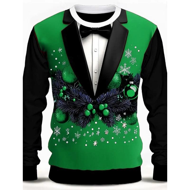 Летний топ с круглым вырезом и 3D-принтом на рождественскую тематику с галстуком-бабочкой, модные повседневные футболки с короткими рукавами для мужчин