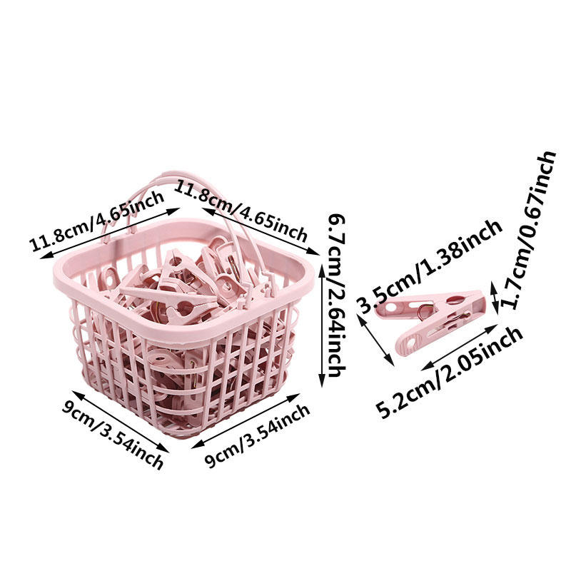 Крепкие ветрозащитные прищепки для сушки одежды для балкона, улицы, для фиксации нижнего белья, носков, шарфов, упаковка 30 шт., многоцелевые прищепки для белья с корзиной, розовые