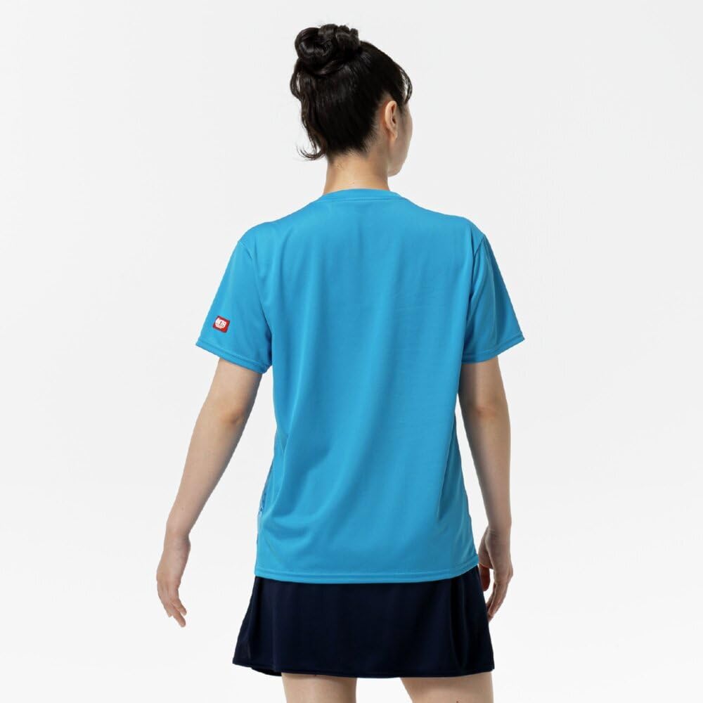 Mizuno Теннисная игровая футболка с коротким рукавом JTTA Diva синего цвета, сертифицированная, влагоотводящая, быстросохнущая, унисекс, 82JAC103,