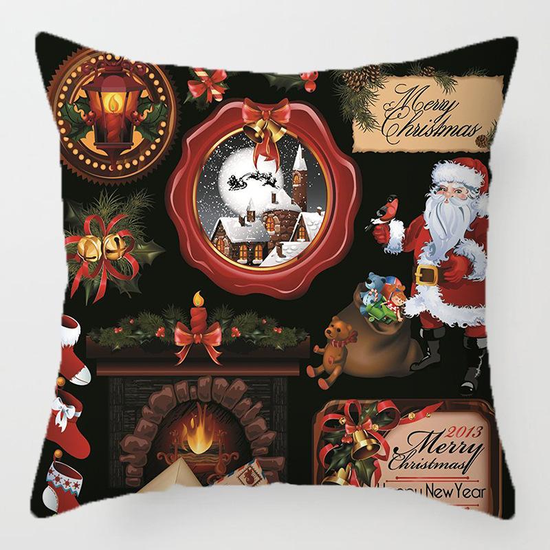 Christmas Golden Cartoon Throw Pillow Cover With Short Plush Print For Living Room Sofa Decoration Cushion Cover Pillow Covers