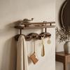 Heavy-Duty Wall-Mounted Coat Rack Solid Wood Hanging Clothes Hanger Hat Robe Organizer  Indoor Room