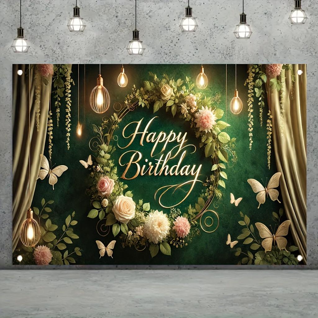 2D banner 1 piece elegant green happy birthday banner suitable for birthdays festivals parties