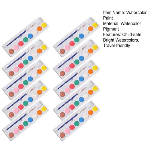 10 Pcs Boxed Watercolor Paints Set for Kids 8 Colors Watercolor Paints with