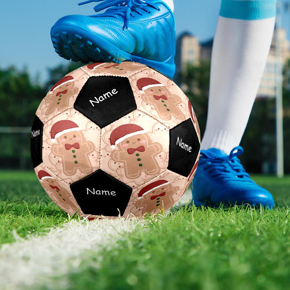 Custom Name Christmas gingerbread man Theme Size 5 Soccer Ball, Suitable for Both Indoor and Outdoor Matches, a Gift Suitable for Everyone.