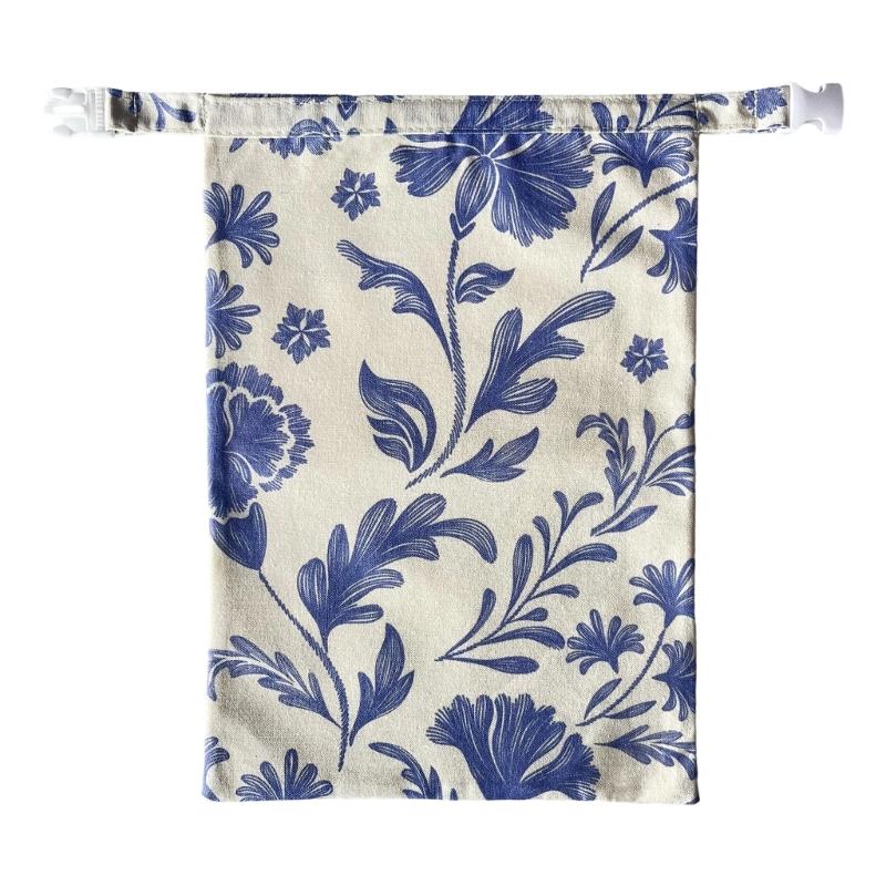 Sustainable Food Grade Bees Wax Bread Wrap Cotton Linen Fabric Bag For Bakery Snacks Storage with Elastic Band
