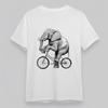 Women's Plus Size Soft Classic T-Shirt Elephant Riding Bicycle Camellia Tee USA