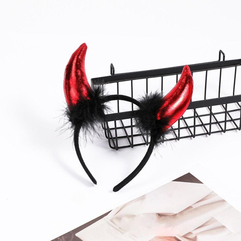 Costume Halloween Hair Band Hair Accessories Glitter Headband Red Devil Horns Headband Women