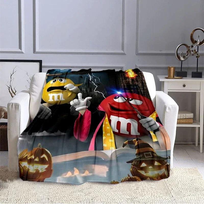 Плюшевое одеяло M&M Bean Chocolate с мультяшным принтом, модное, теплое, для походов, для дома, дивана, постельного белья, детское одеяло в подарок