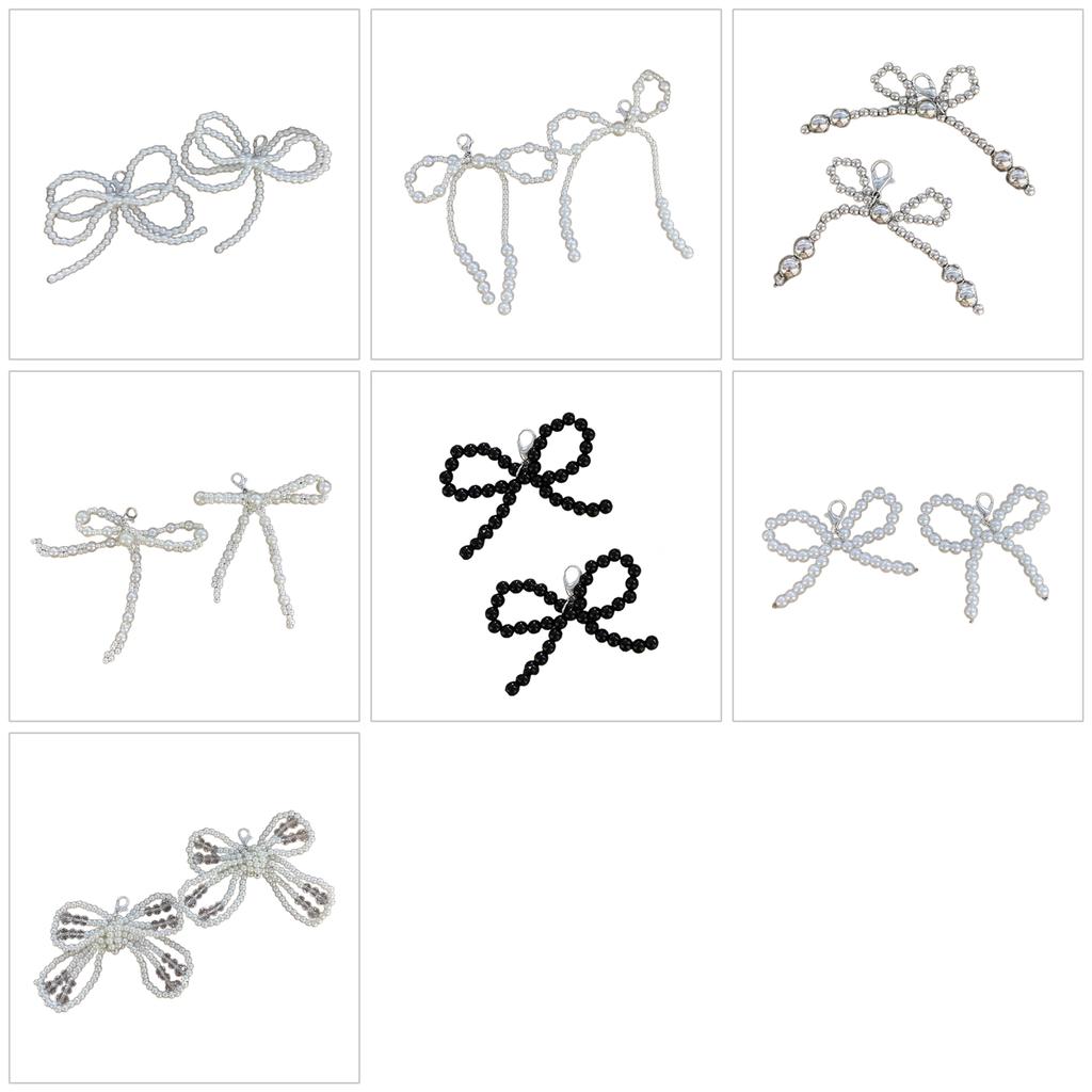 1 Pair Lovely Bowknot Phone Pendant Beaded Keyrings Bag Accessory Elegant Bag Ornament Shoe Pendant for Any Occasion