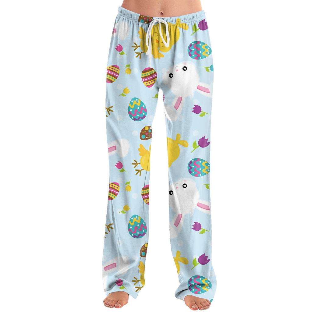 Женские модные свободные повседневные брюки с пасхальным принтом