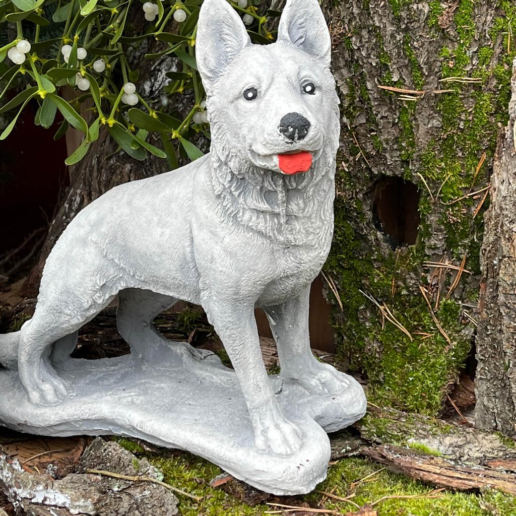 Garden figurine young shepherd dog - concrete dog