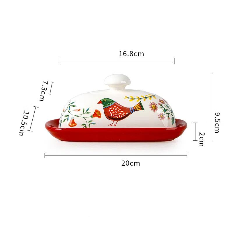 Bohemian Style Butter Dish – Cheese Storage Box with Lid for Kitchen & Table
