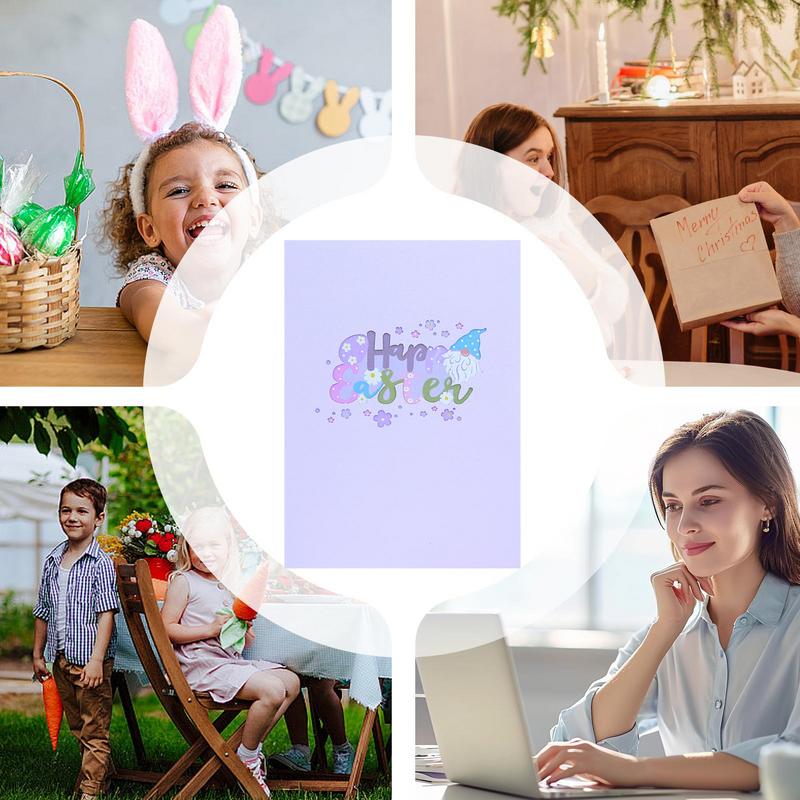 Кролик Пасхальные Открытки Pop Up 3D Пасхальные Открытки Открытка с Поздравлением Кролик Цветные Праздничные Открытки Счастливой Пасхи Открытки-Заметки С
