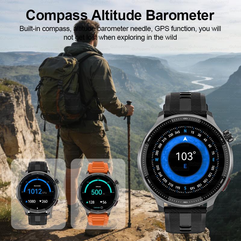 Новые Военные GPS Умные Часы 1,43'' HD Стекло Gorilla Glass Офлайн Карта 4 ГБ Памяти Водонепроницаемость 10 ATM BT Звонки Спортивные Умные Часы Мужские