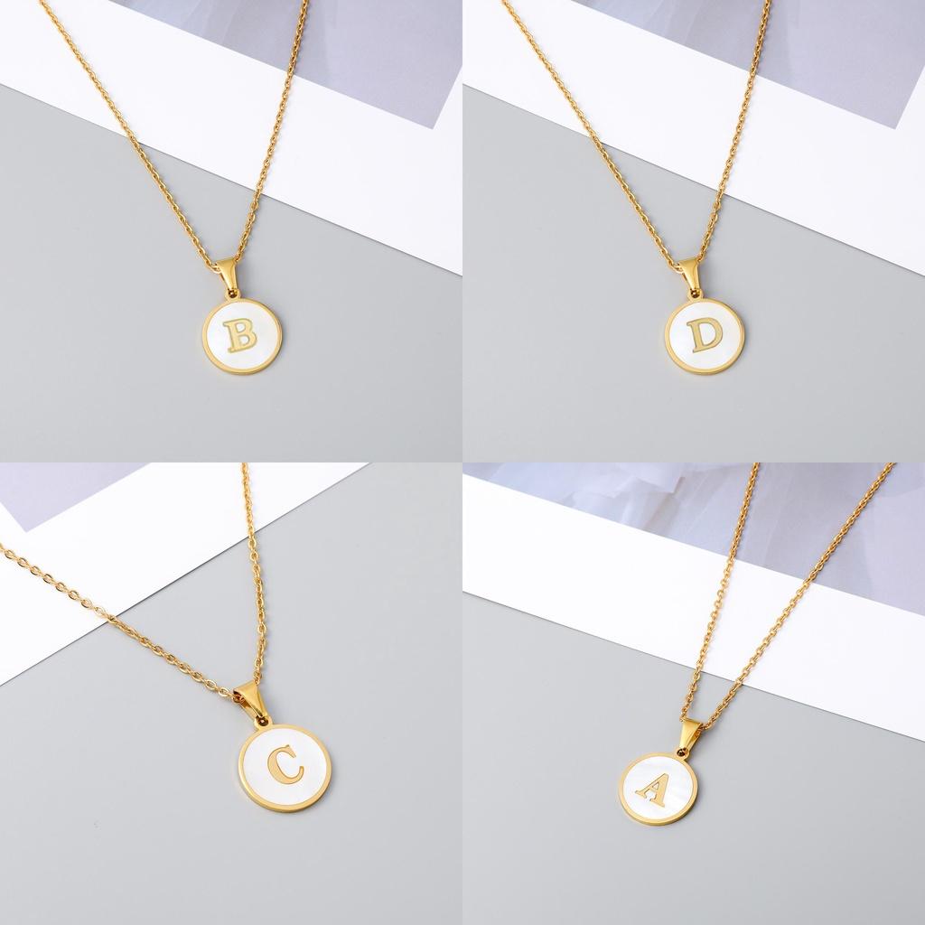 Модное ожерелье с буквой из нержавеющей стали, круглая подвеска из титановой стали с буквами английского алфавита для женщин