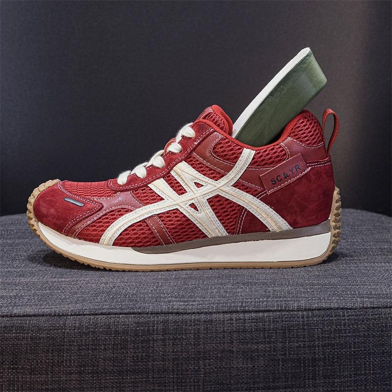 Leather German Training Shoes 2025 Autumn New Red Inner Height Increase Ugly Cute Shoes Casual Versatile Comfortable Forrest Gump Shoes Women's Shoes
