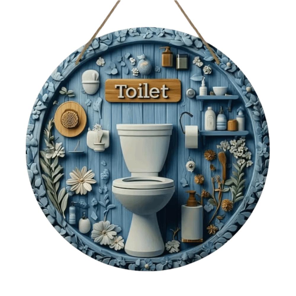 2D Flat Bathroom Sign Plate Ornament Circle Decorative Plaque Toilet Decorative Plate Dormitory