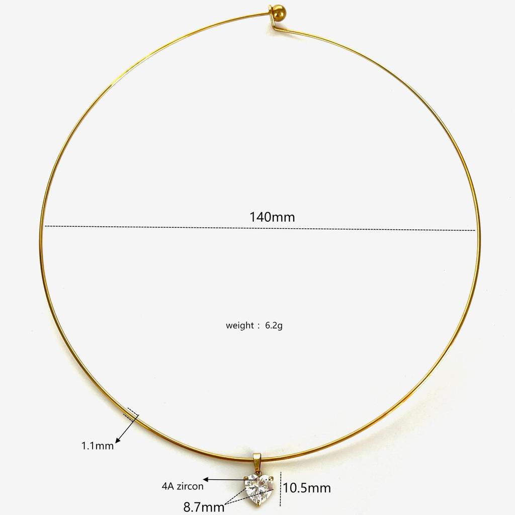 YF8258 Fashionable Design 18K Gold Plated Waterproof Stainless Steel Square Oval Heart Shape 4A Zircon Choker Collar Necklace