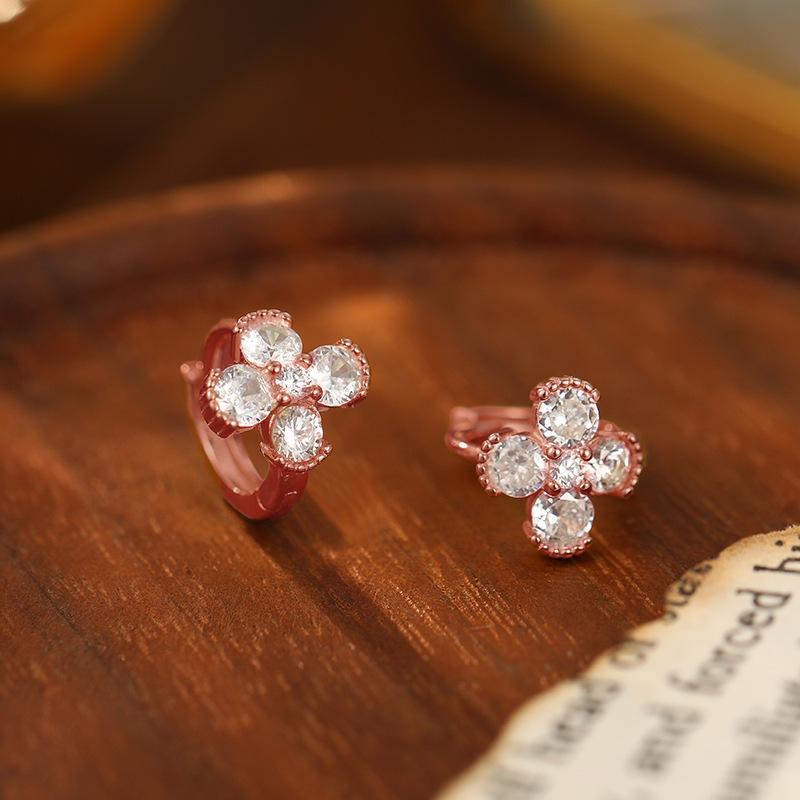 Серьги Banyan Tree S925 Silver Four Leaf Clover Diamond - Элегантные украшения в корейском стиле для женщин