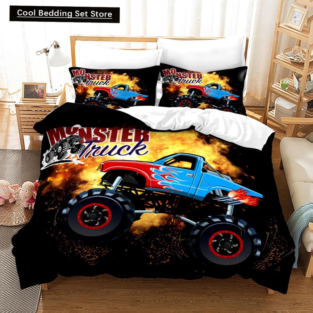 3D Print Anime Monster Jam Bedding Set Single Twin Full Queen King Size Monster Jam F1 Bed Set Teenager Bedroom Duvet Cover Sets