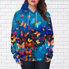 Womens Fashion Green Dancing Butterfly Print Loose Hoodie Tops Blouse Sweatshirt Casual Long Sleeve Pullover Tops