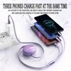 Fast Charging Cable 120w Typec One To Three Data Cable Telescopic 6a Mobile Phone Charging Cable