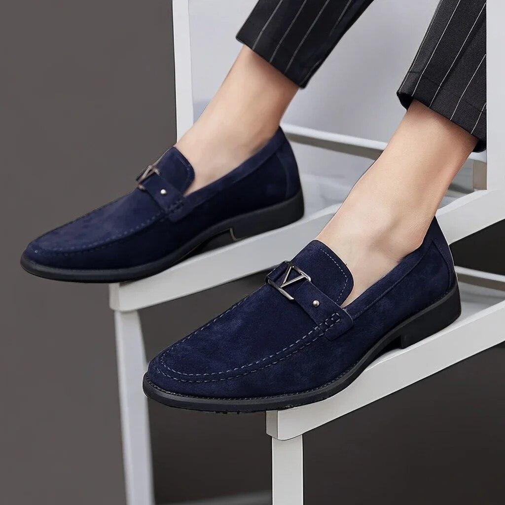 Men's Casual Shoes Spring Foot Lazy Shoes Large Size Pointed Leather Shoes Anti-suede Driving Shoes