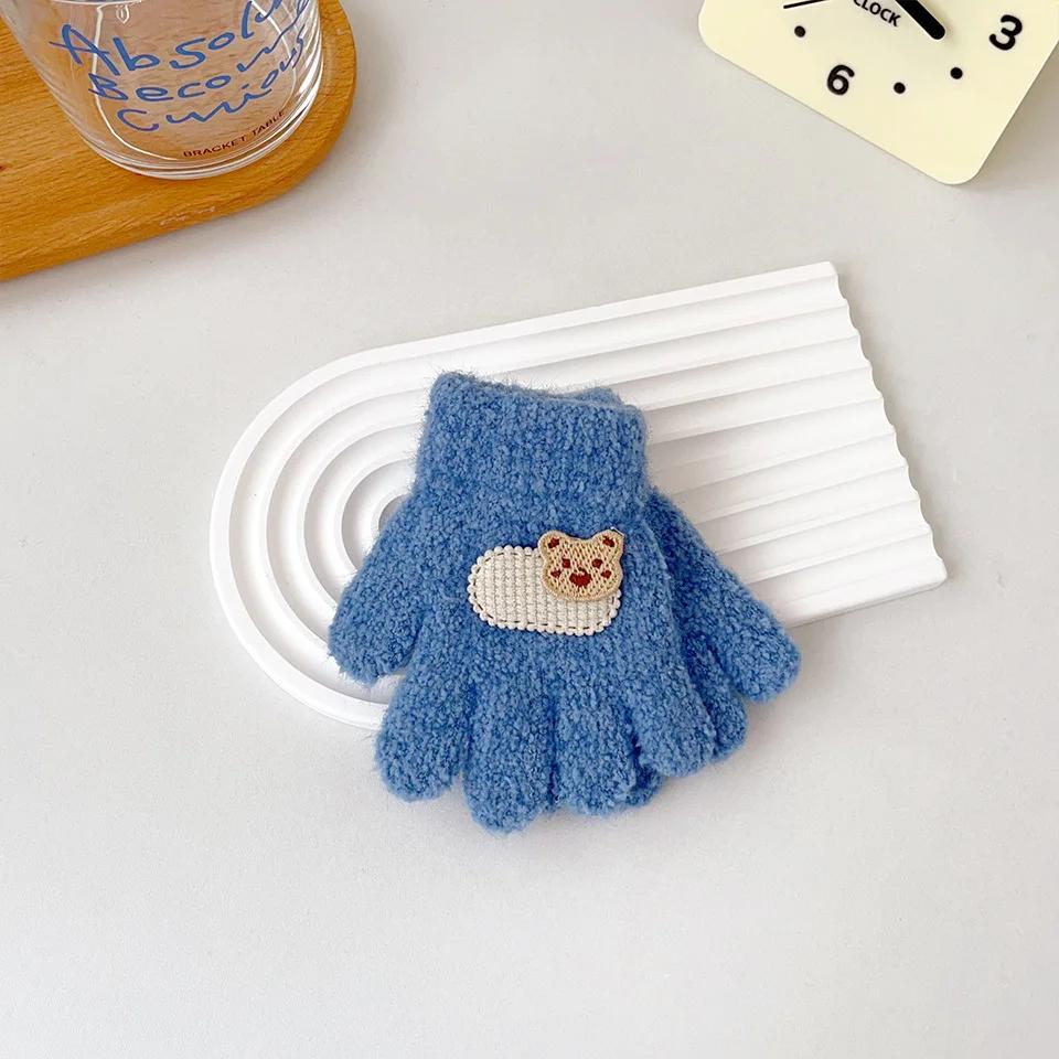 1 пара теплых милых детских перчаток для мальчиков и девочек, милые перчатки с изображением животных из мультфильмов, медведей и кроликов для детей, осенне-зимние теплые утолщенные плюшевые перчатки