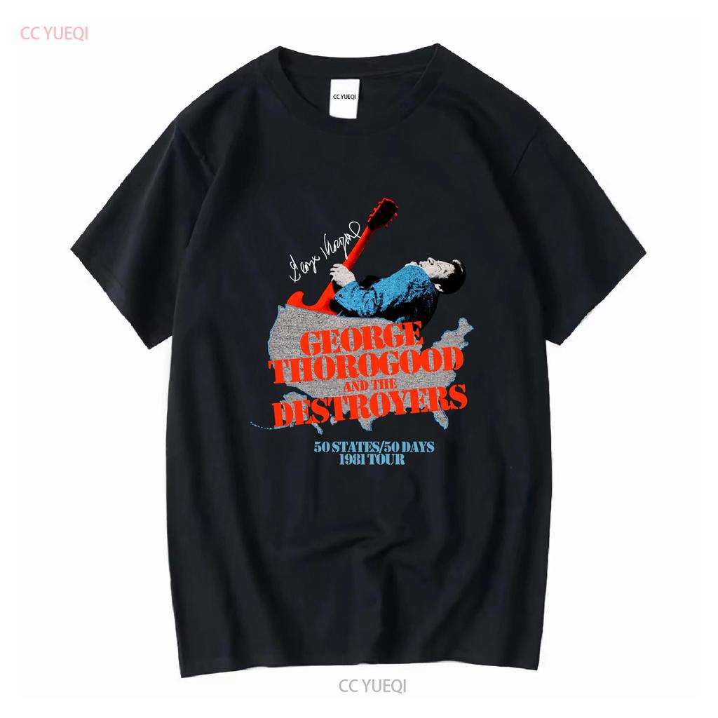 1981 Tour 50 Days VTG George Thorogood T Shirt IN059 vintage Washed graphic Breathable streetwear Unisex Stretched Versatile