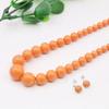 6-14 мм оранжевые круглые жемчужные бусины в форме башни, комплект ожерелья / сережек, дизайн ювелирных изделий, шейная цепочка, удлинительная цепочка 5 см, праздничные подарки для женщин