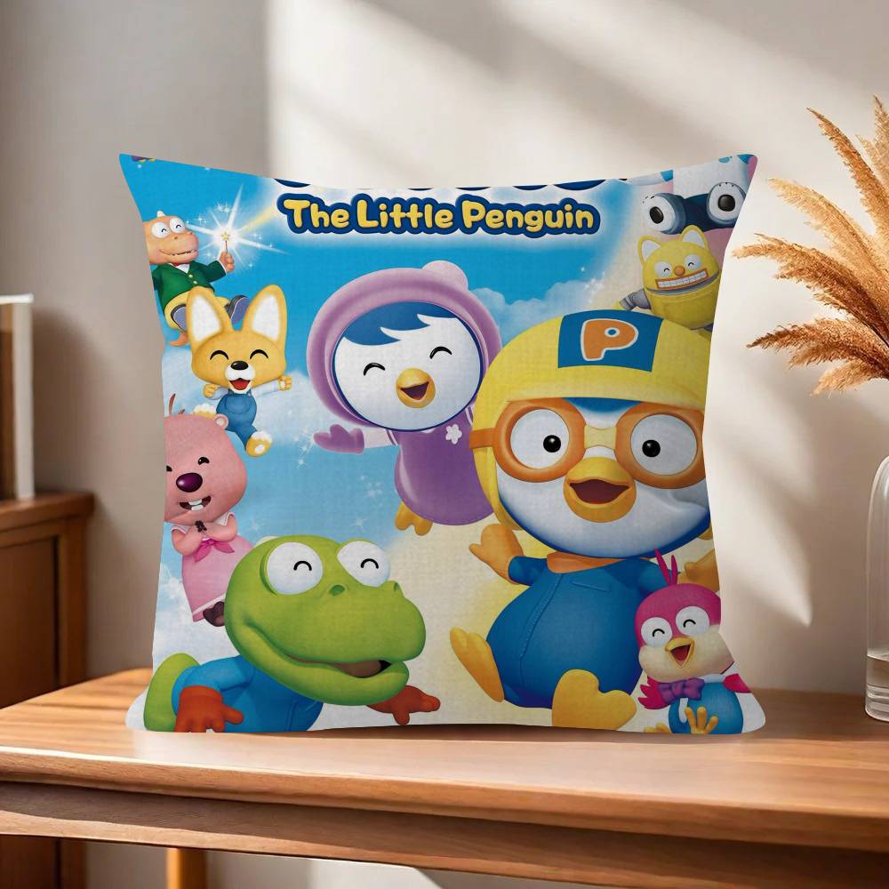 Anime cute Pororos Office Cushion Pillowcase Car Cushion CoverXCM Lumbar Pillowcase Sofa Pillowcover
