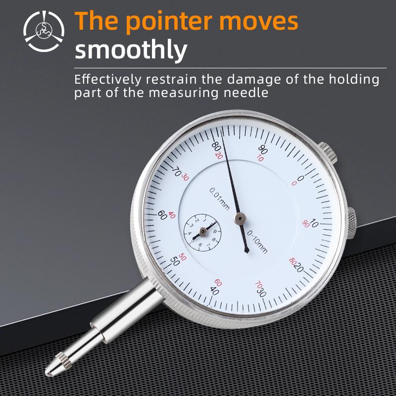 Dial Indicator 0-10mm 0.01 Anti-Rust Aluminum Shell for Mechanics Manufacturing and Maintenance Tool Dial