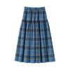MUJI Women's Madras Check Flare Skirt, Blue Check, Size S, BE1XKA5S